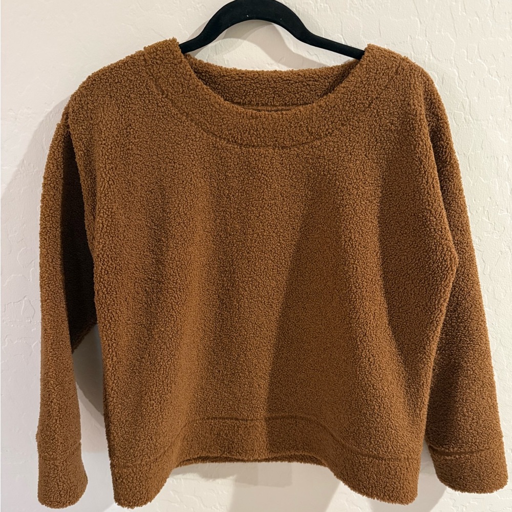 J. Crew Brown Crew Neck Sweater Plush Texture